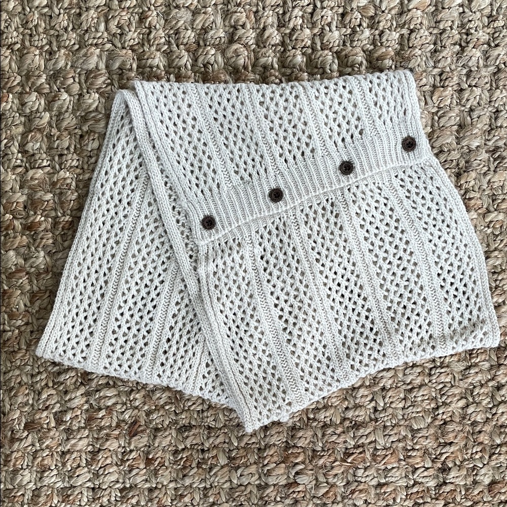 Grace & Lace Cream Knit Button-Up Scarf – Convertible Infinity, Like New